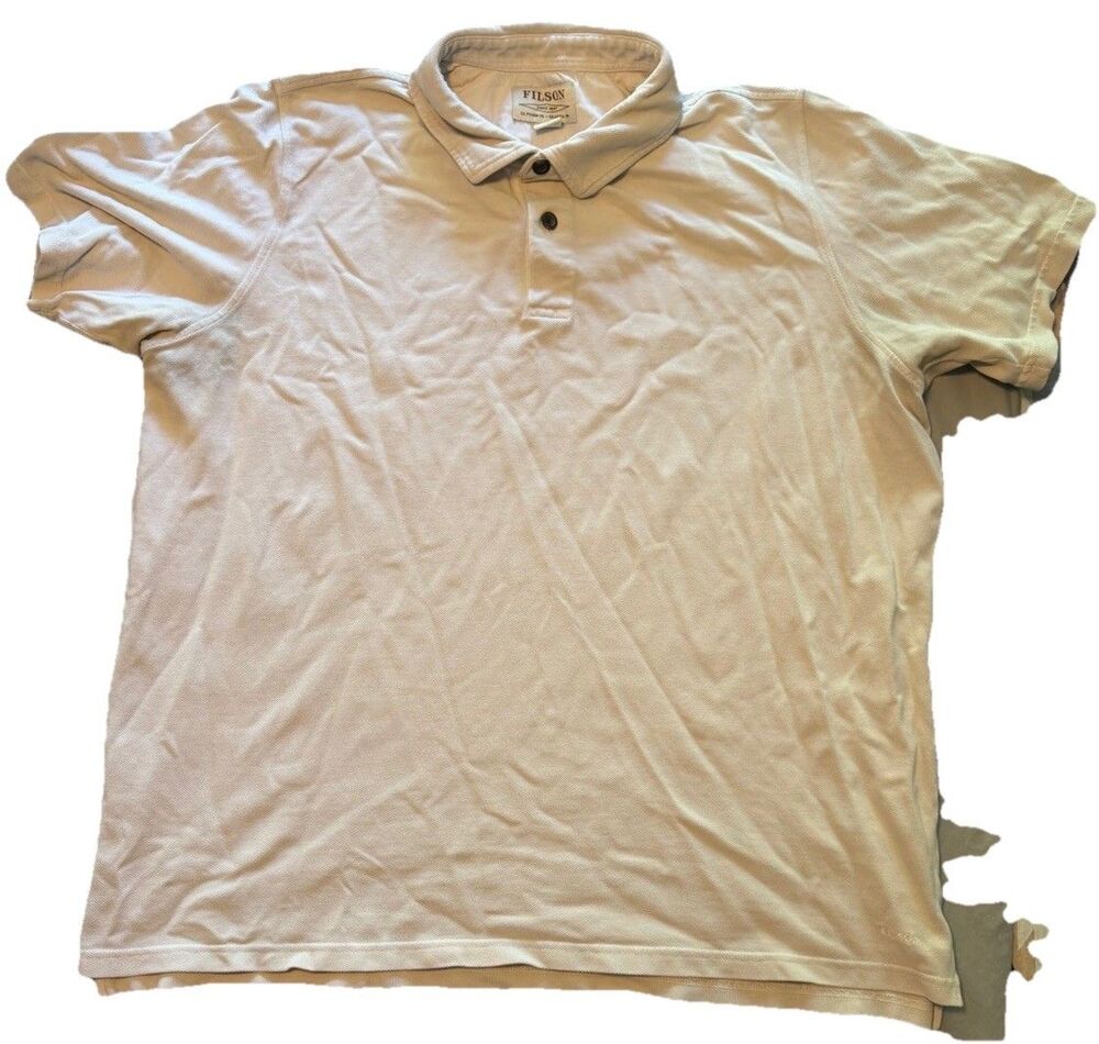 Filson Polo Shirt Mens XXL Stone Beige Short Sleeve Cotton Pique Outdoor
